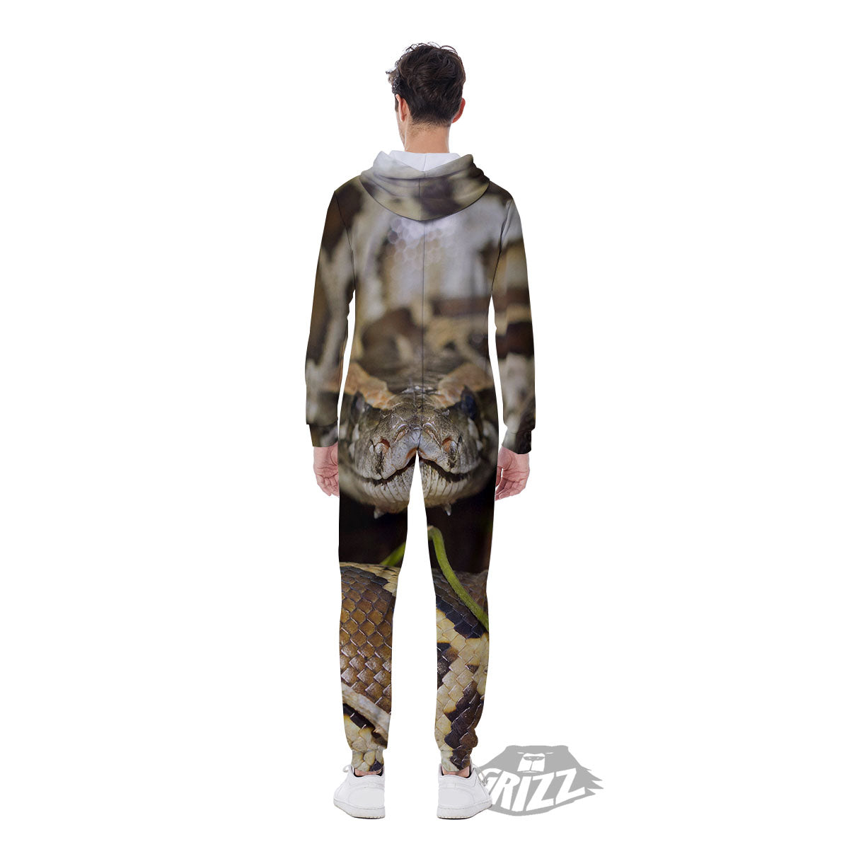 Snake Python Print Men's Jumpsuit-grizzshop