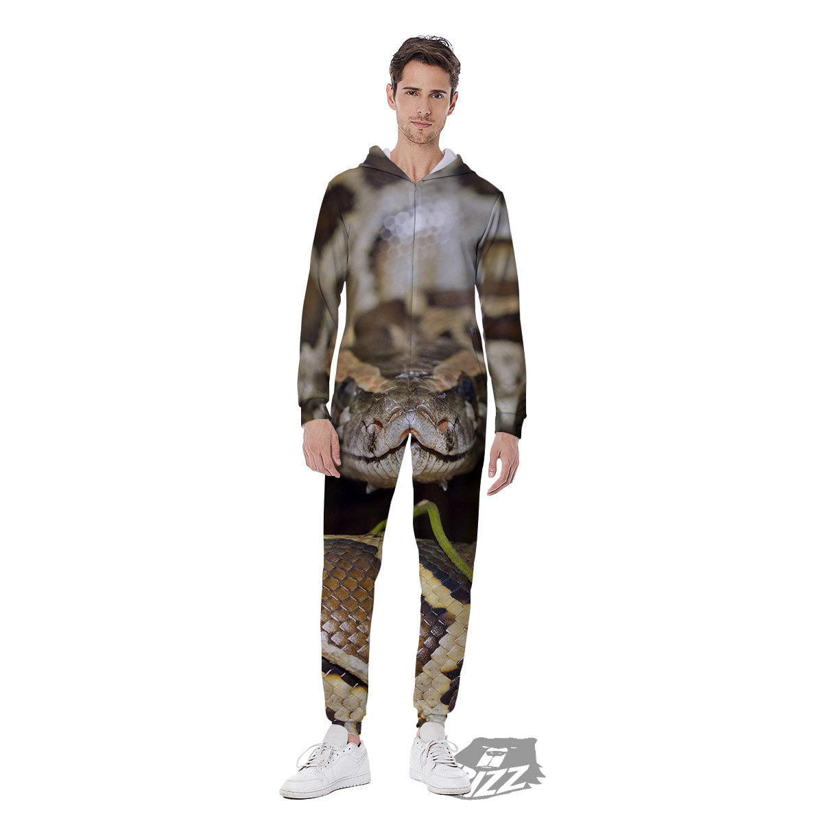 Snake Python Print Men's Jumpsuit-grizzshop