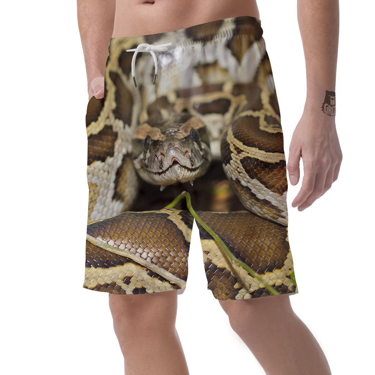 Snake Python Print Men's Shorts-grizzshop