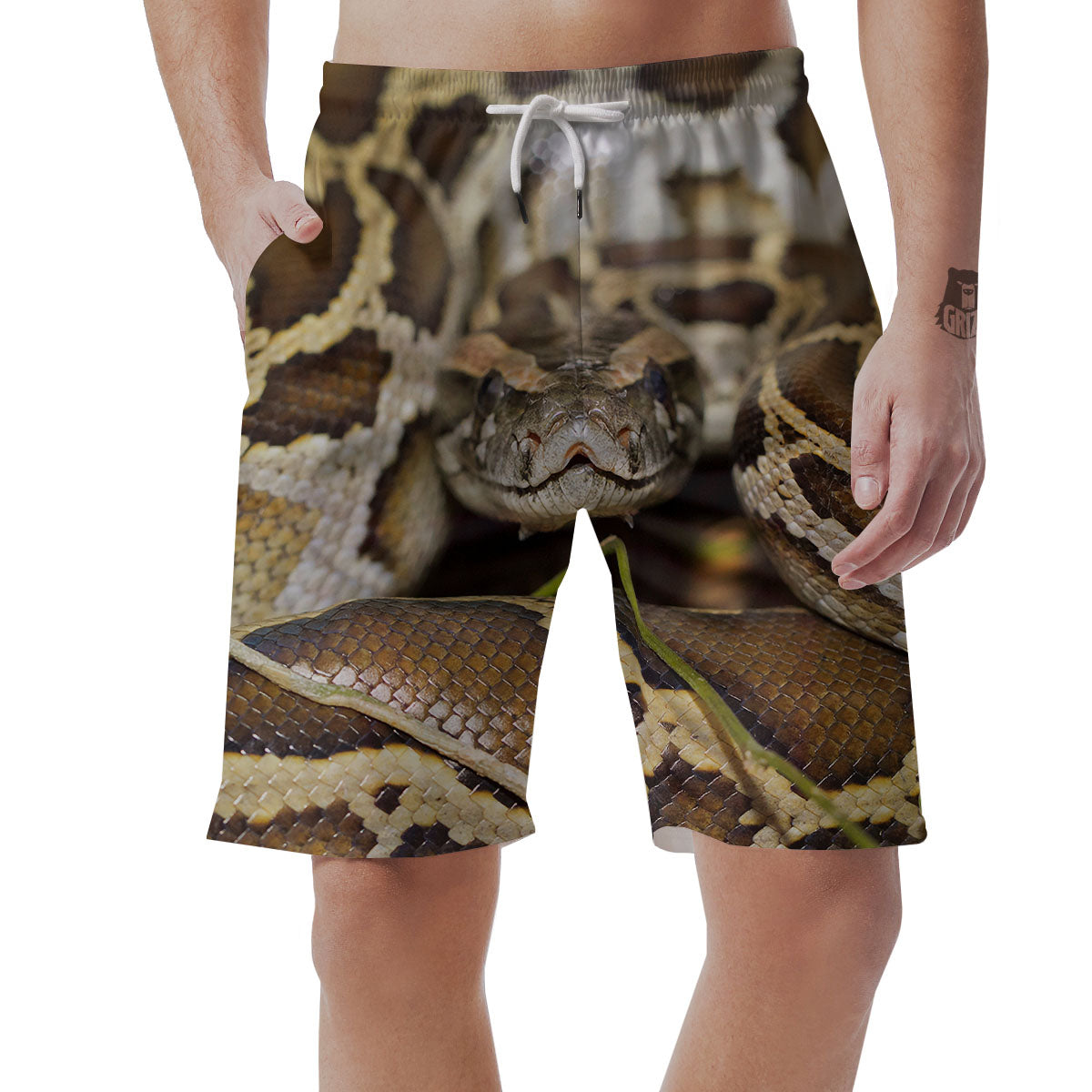 Snake Python Print Men's Shorts-grizzshop