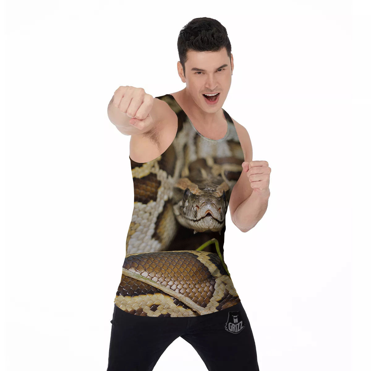 Snake Python Print Men's Tank Top-grizzshop