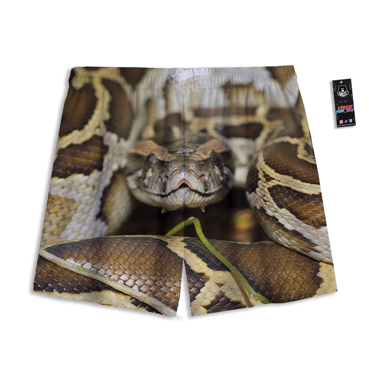 Snake Python Print Mesh Shorts