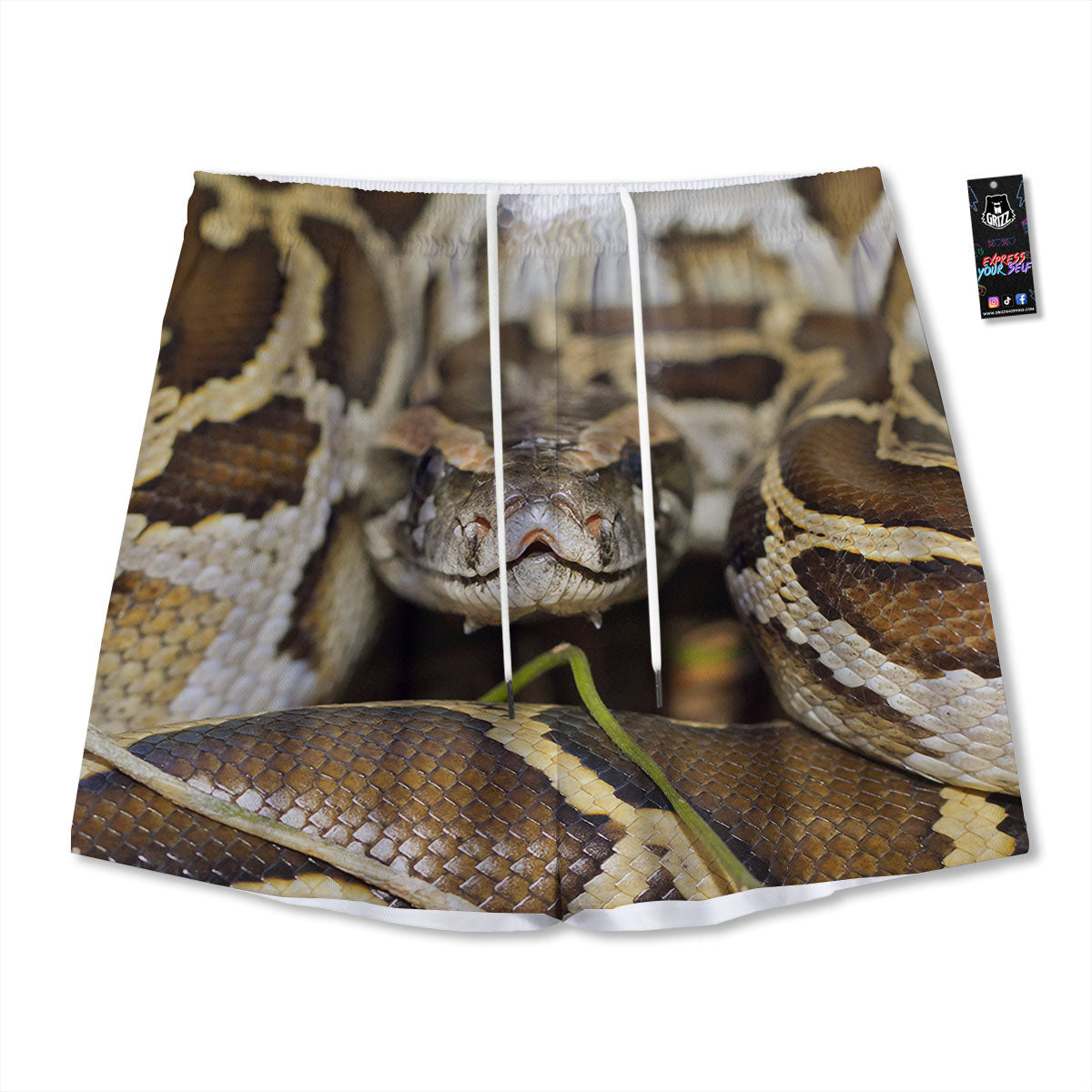 Snake Python Print Mesh Shorts