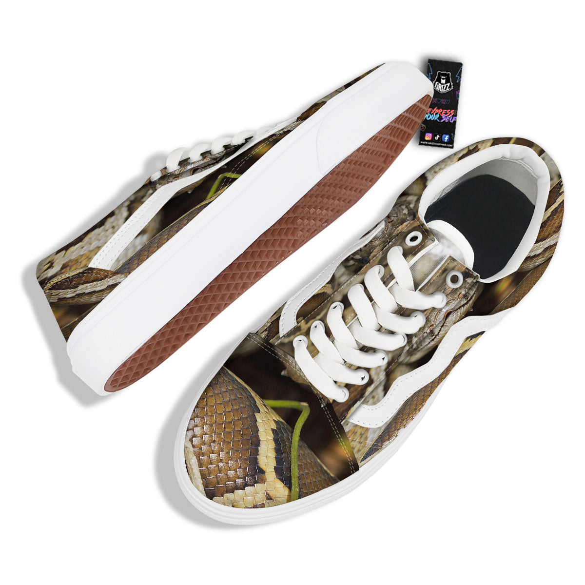 Snake Python Print Skate Shoes-grizzshop