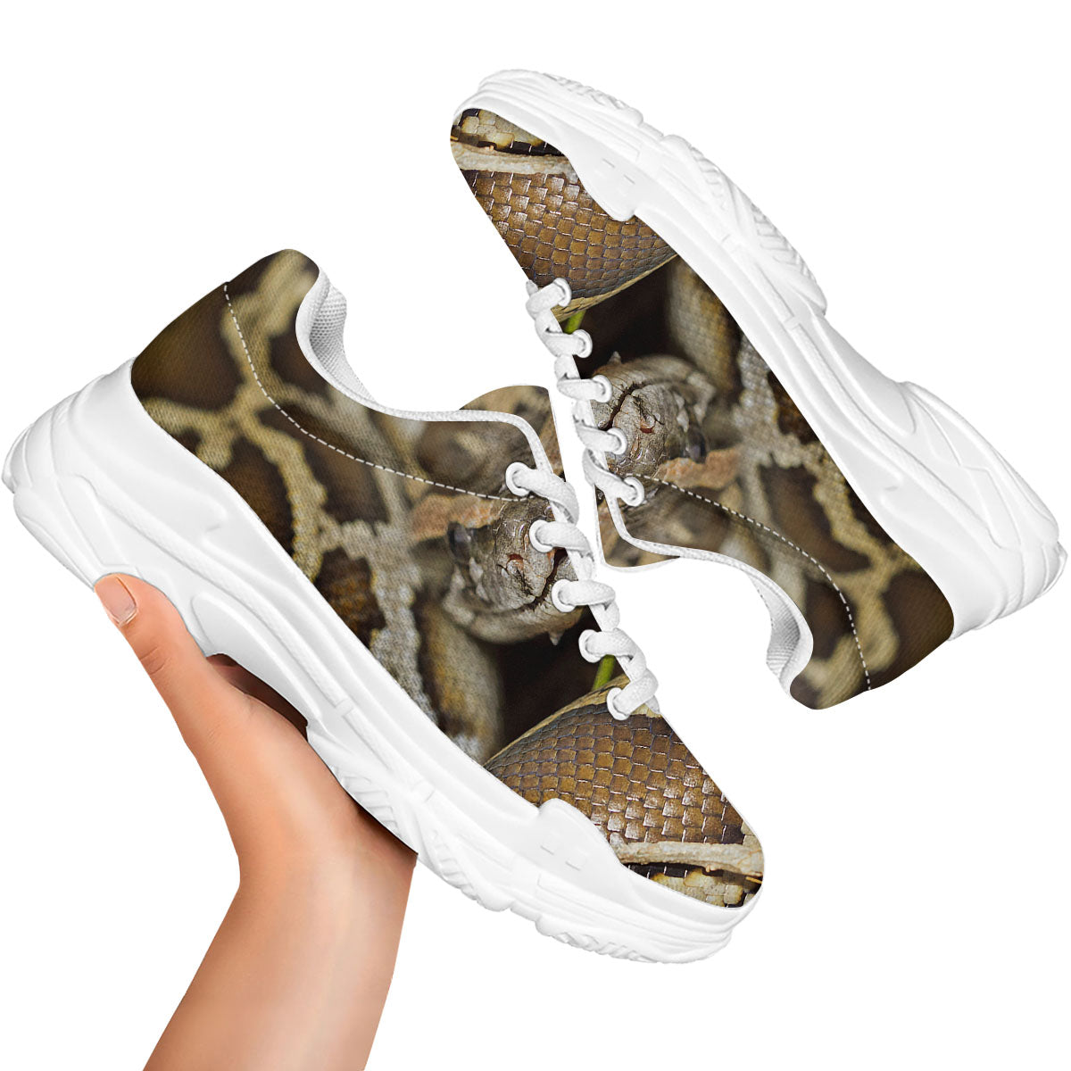 Snake Python Print White Chunky Shoes-grizzshop