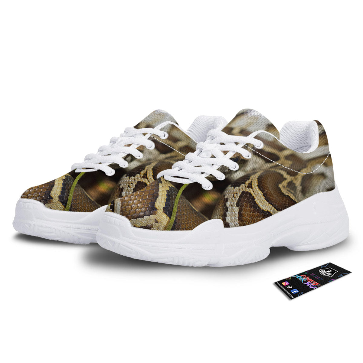 Snake Python Print White Chunky Shoes-grizzshop