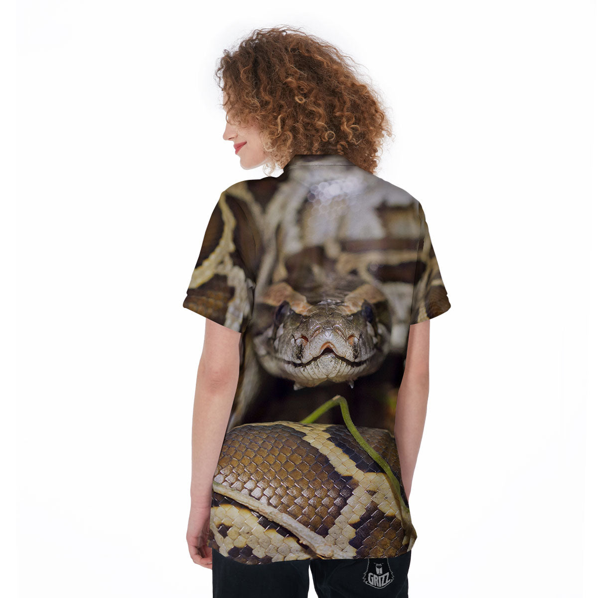 Snake Python Print Women's Golf Shirts-grizzshop