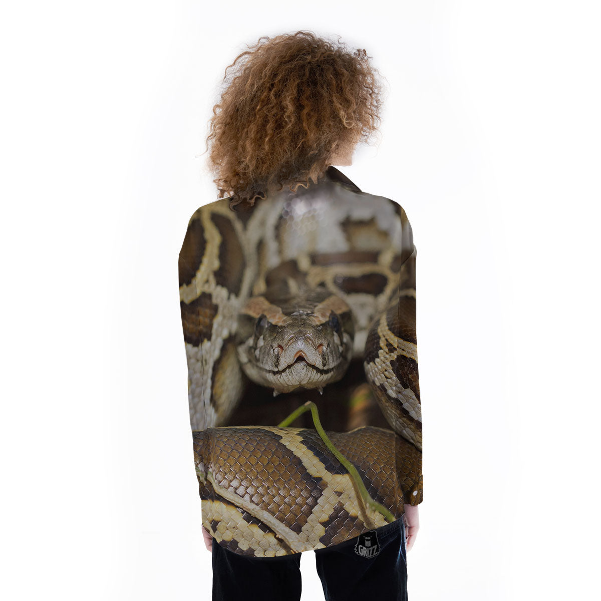 Snake Python Print Women's Long Sleeve Shirts-grizzshop