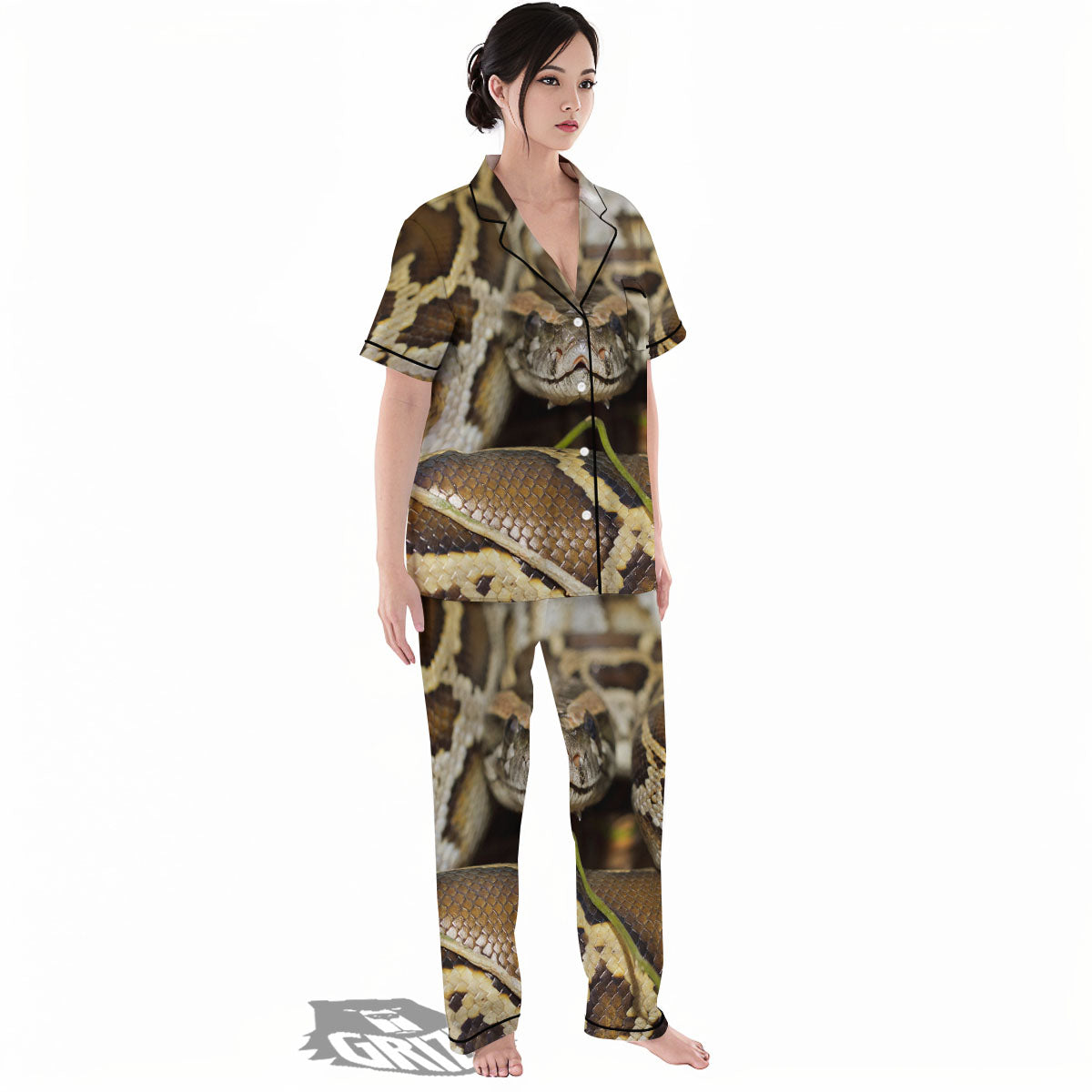 Snake Python Print Women's Pajamas Set-grizzshop