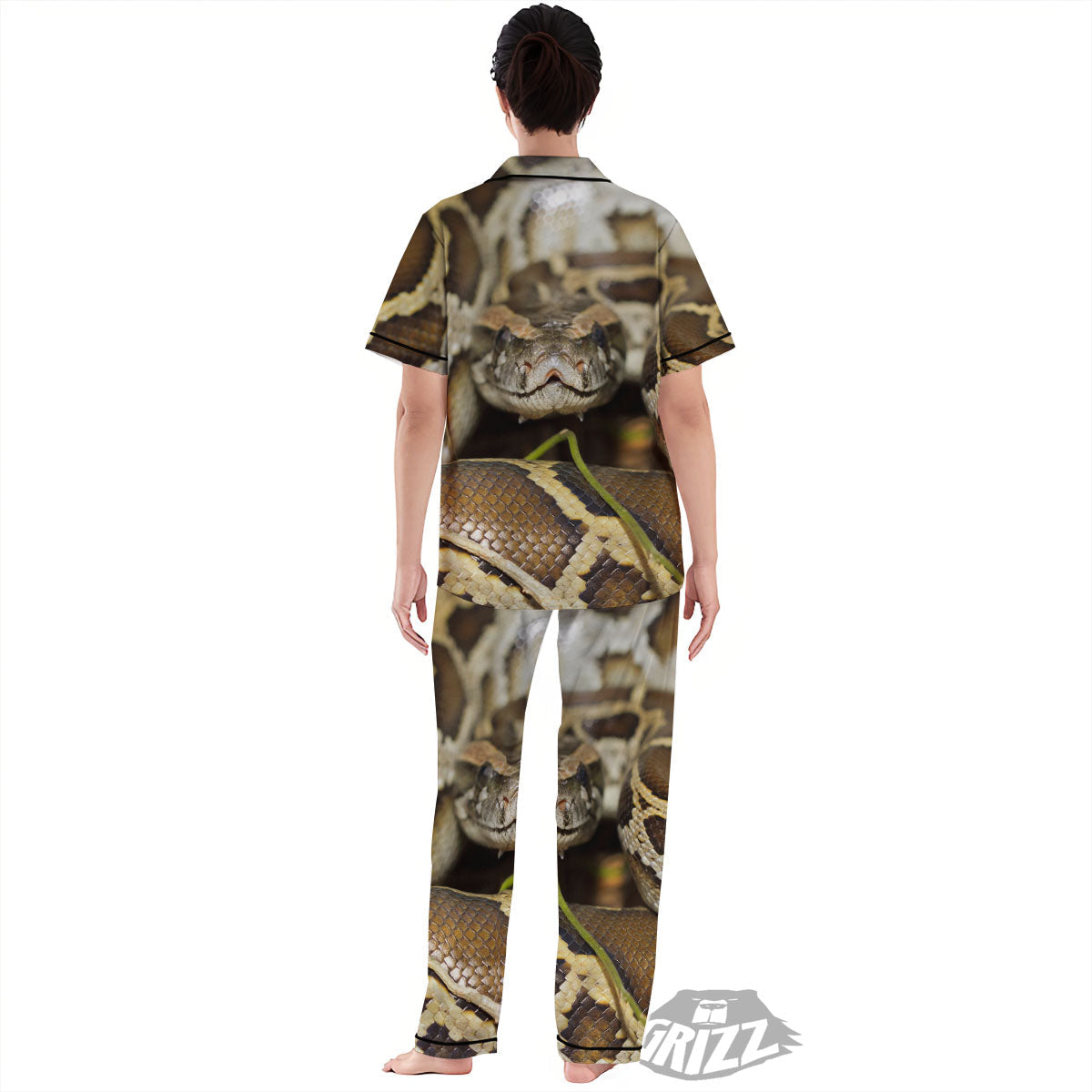 Snake Python Print Women's Pajamas Set-grizzshop