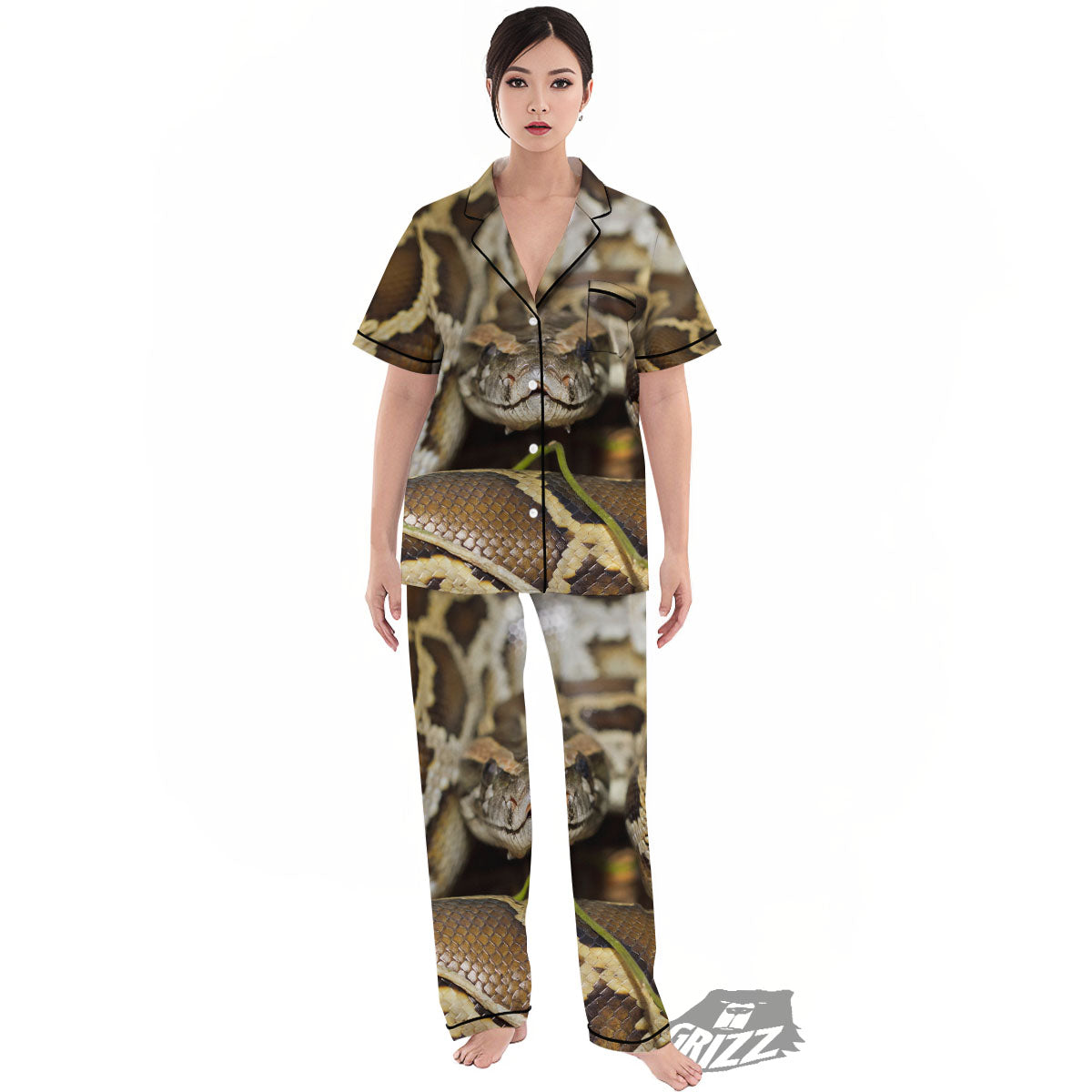 Snake Python Print Women's Pajamas Set-grizzshop