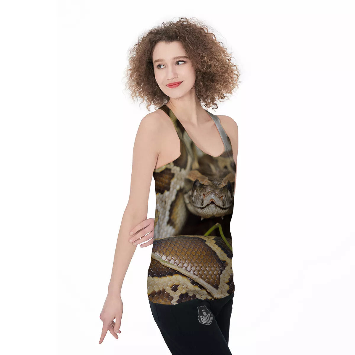 Snake Python Print Women's Racerback Tank Top-grizzshop