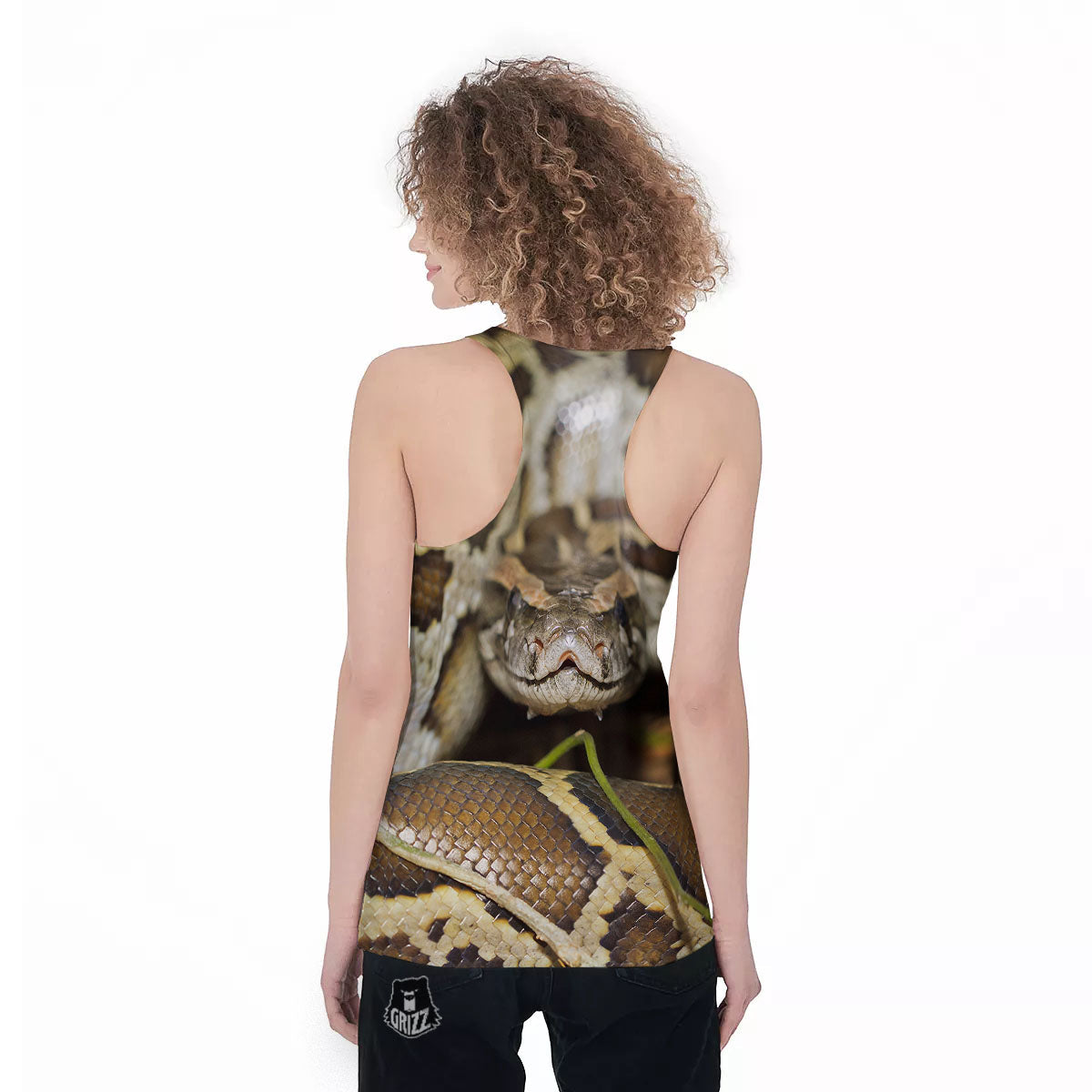 Snake Python Print Women's Racerback Tank Top-grizzshop