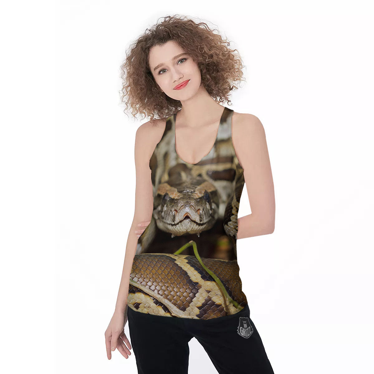 Snake Python Print Women's Racerback Tank Top-grizzshop