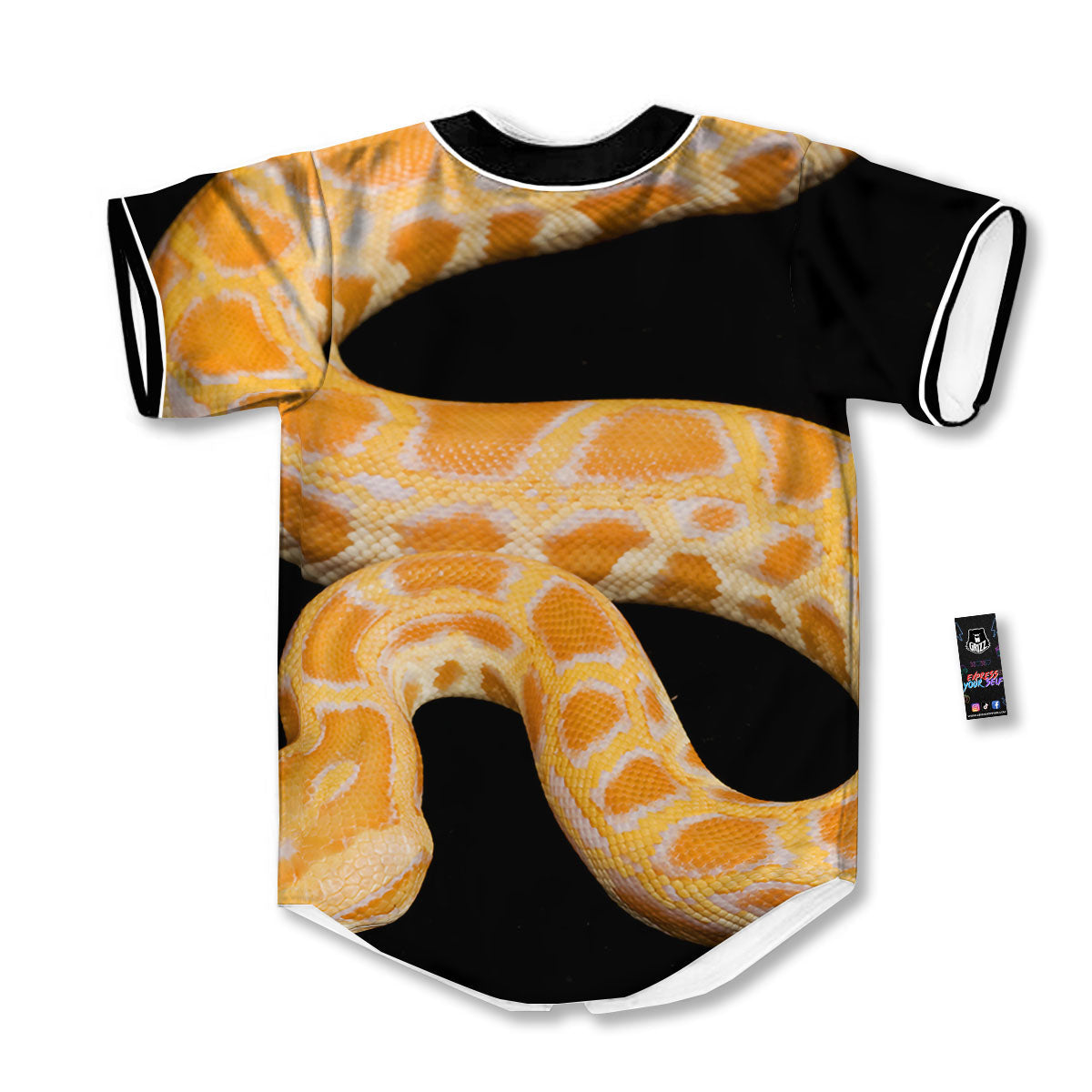 Snake Python Yellow Print Baseball Jersey-grizzshop