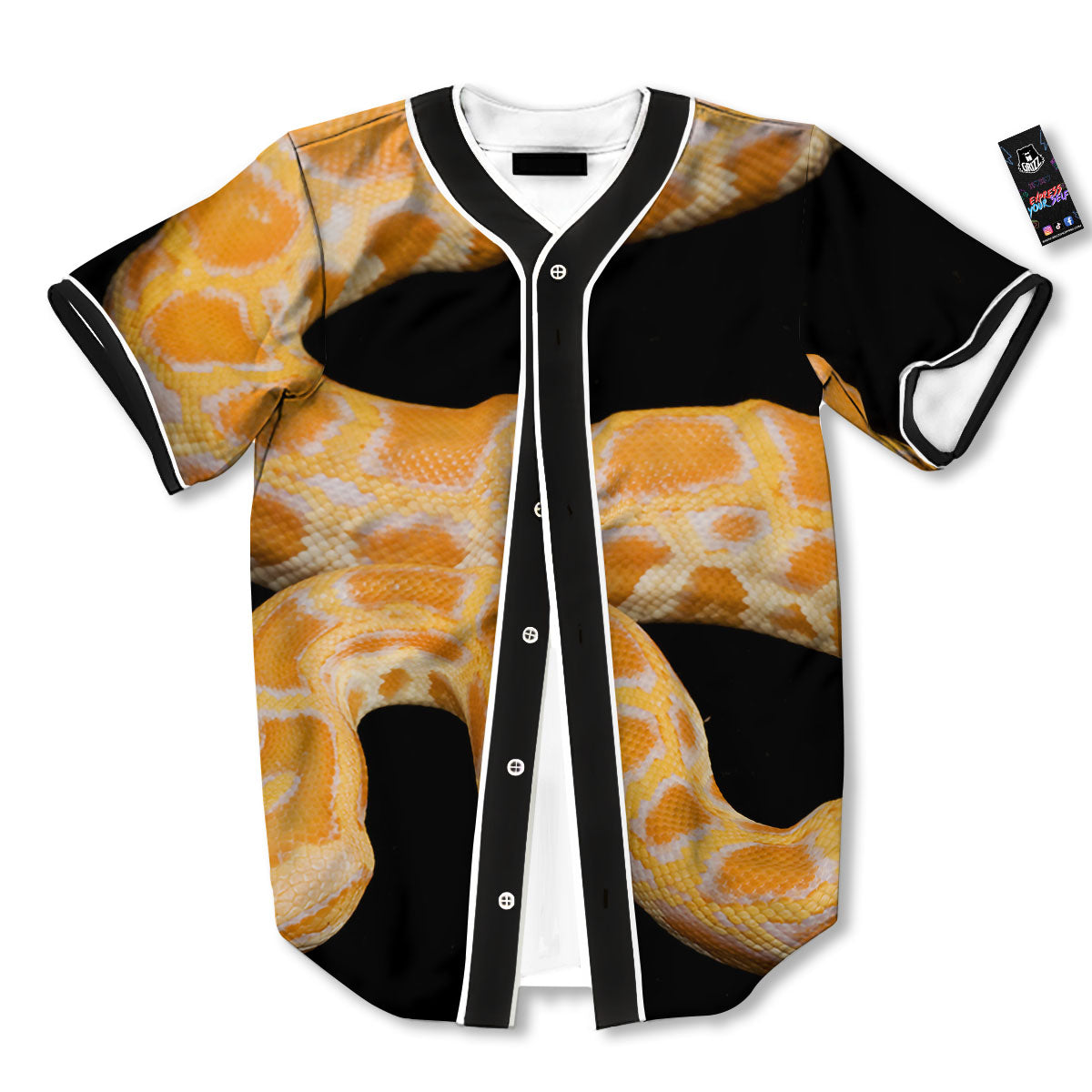 Snake Python Yellow Print Baseball Jersey-grizzshop