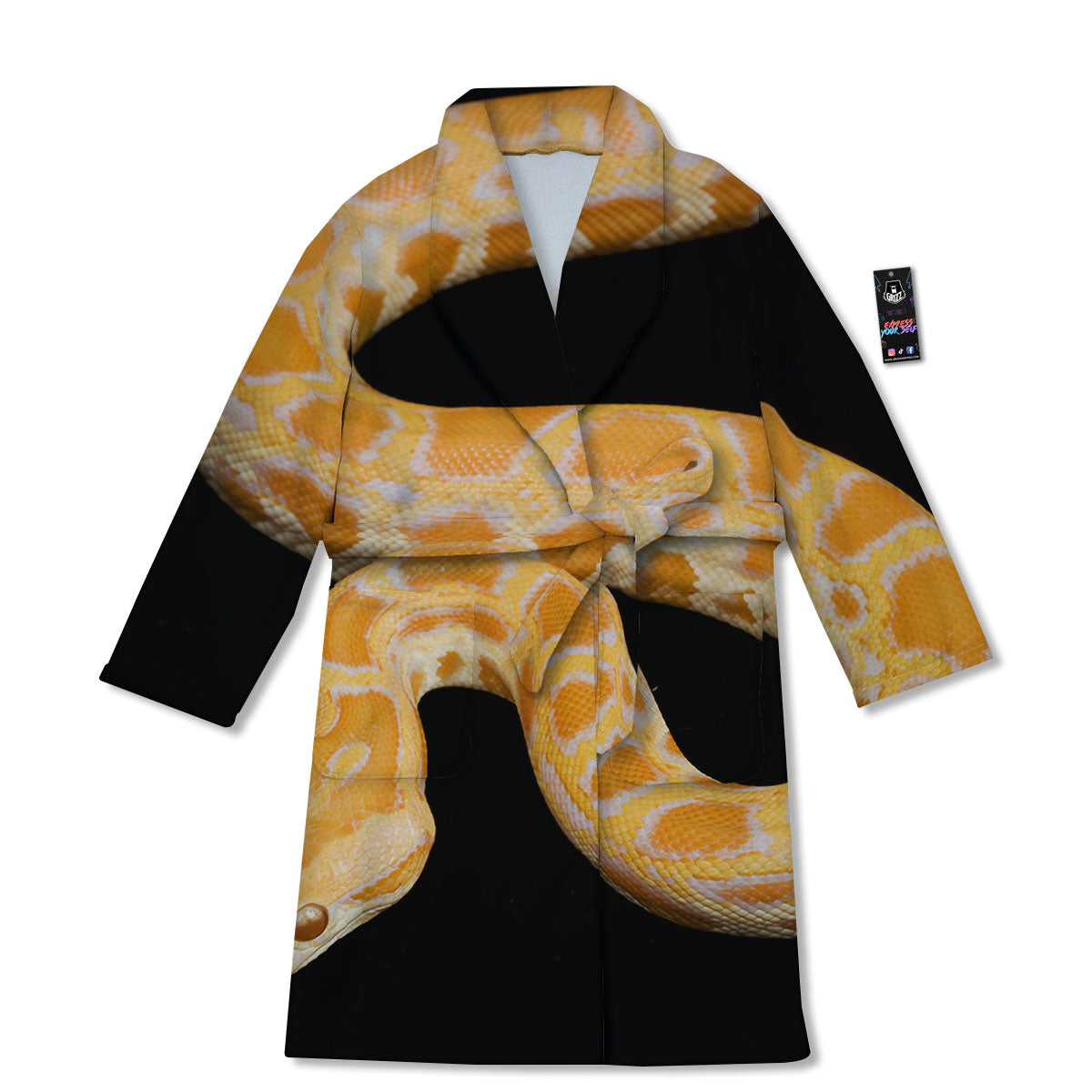 Snake Python Yellow Print Bathrobe-grizzshop