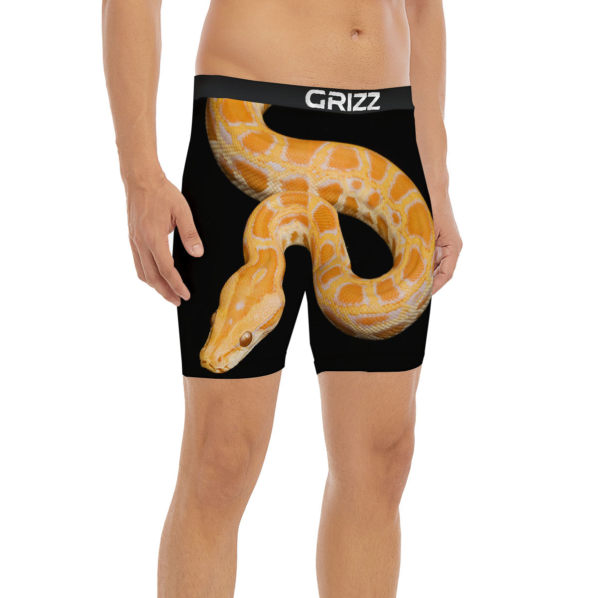Snake Python Yellow Print Boxer Briefs-grizzshop