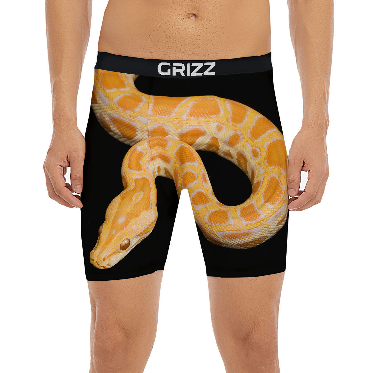 Snake Python Yellow Print Boxer Briefs-grizzshop