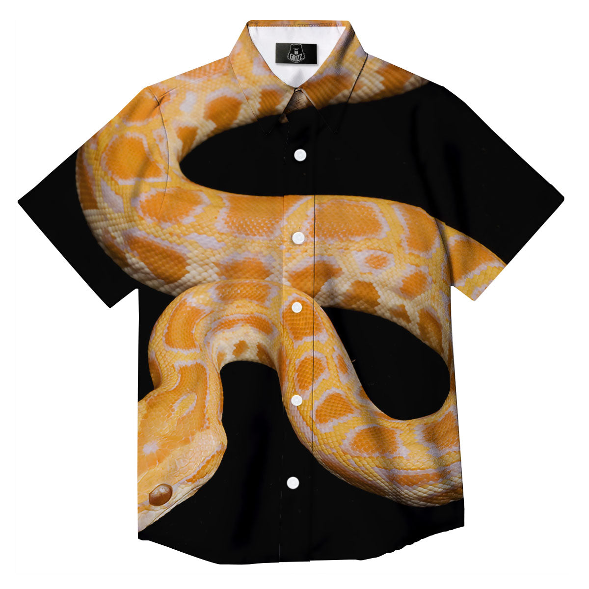 Snake Python Yellow Print Button Up Shirt-grizzshop