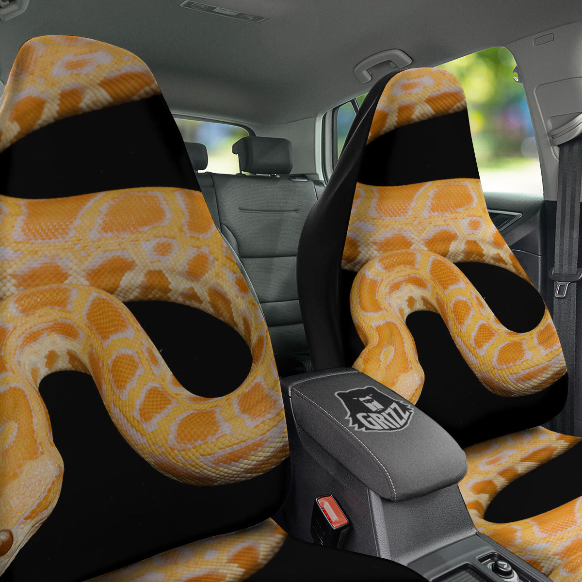 Snake Python Yellow Print Car Seat Covers-grizzshop