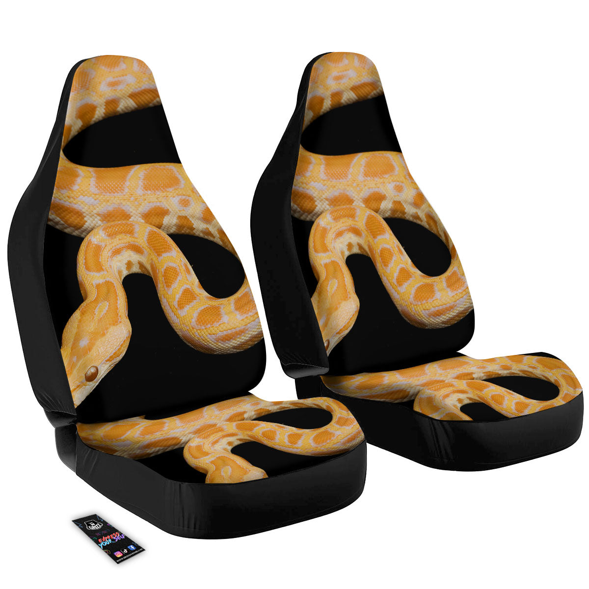 Snake Python Yellow Print Car Seat Covers-grizzshop