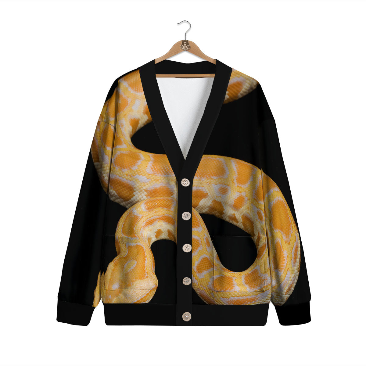 Snake Python Yellow Print Cardigan-grizzshop