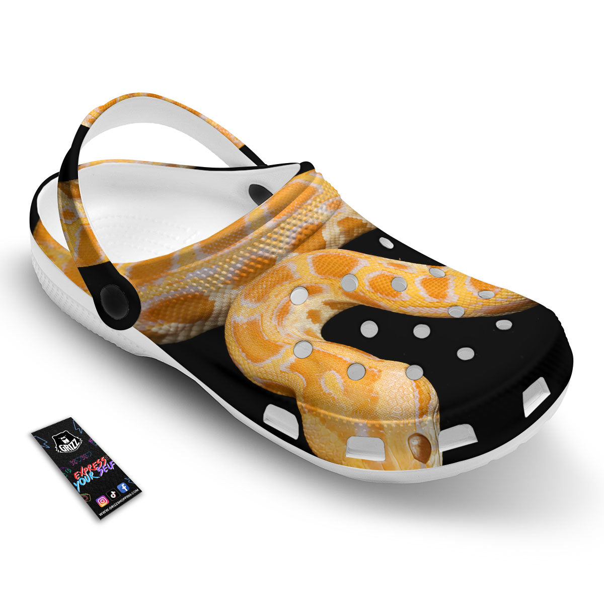 Snake Python Yellow Print Clog-grizzshop