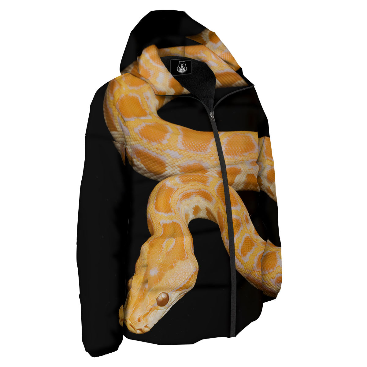 Snake Python Yellow Print Down Jacket-grizzshop