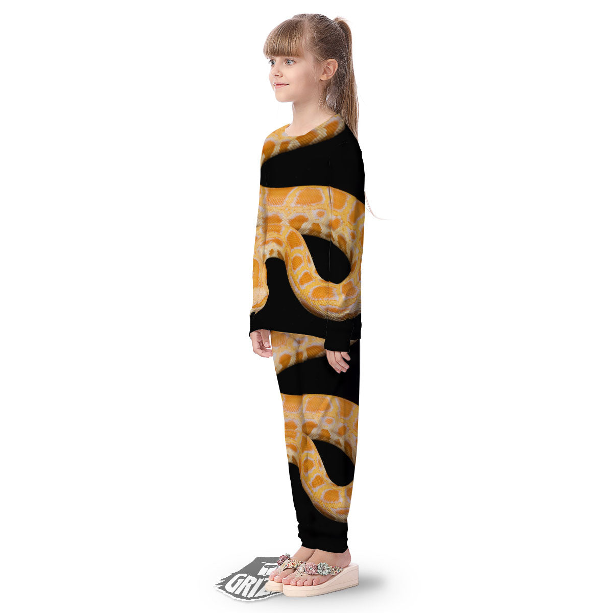 Snake Python Yellow Print Kid's Pajamas-grizzshop