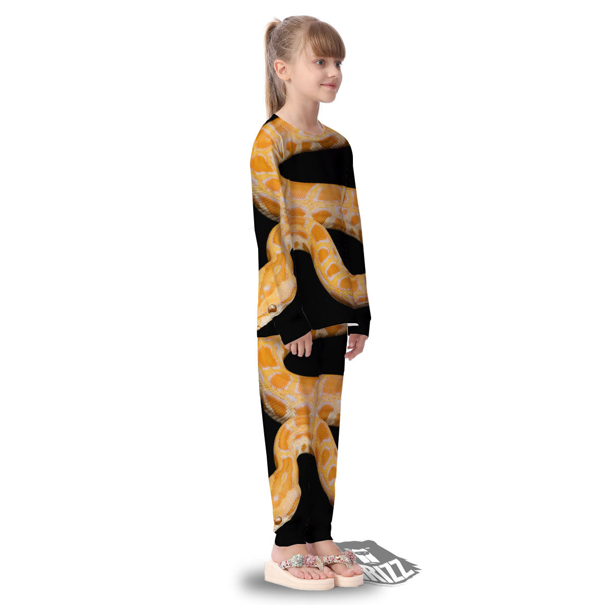 Snake Python Yellow Print Kid's Pajamas-grizzshop