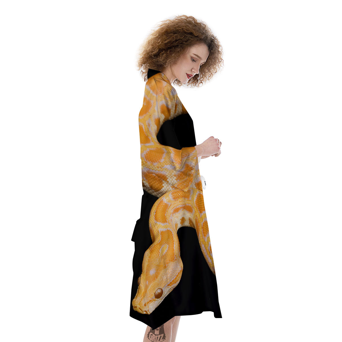 Snake Python Yellow Print Kimono-grizzshop