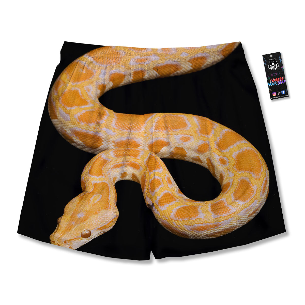 Snake Python Yellow Print Men's Running Shorts-grizzshop