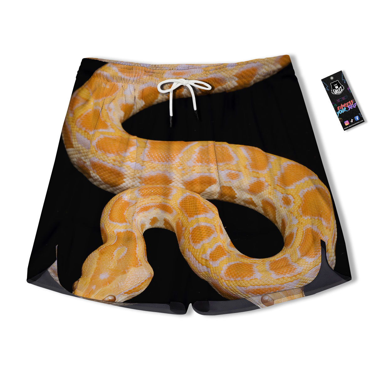 Snake Python Yellow Print Men's Running Shorts-grizzshop