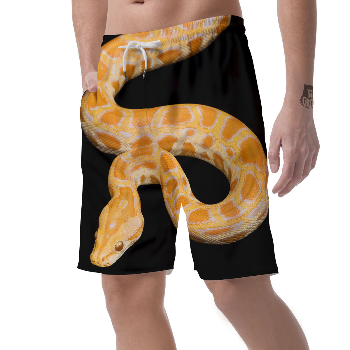 Snake Python Yellow Print Men's Shorts-grizzshop