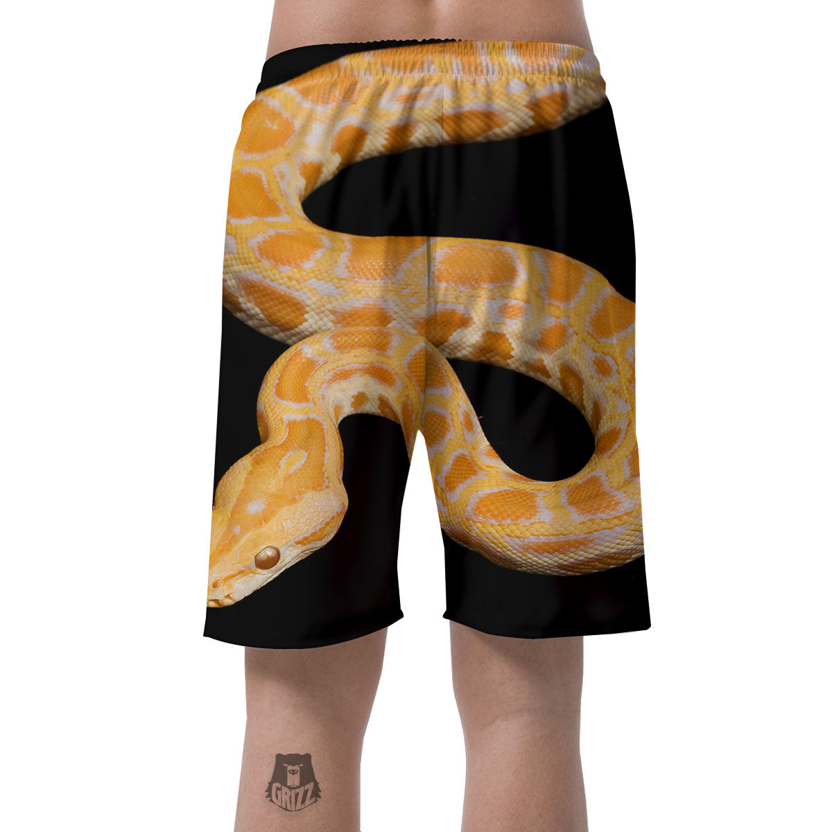 Snake Python Yellow Print Men's Shorts-grizzshop