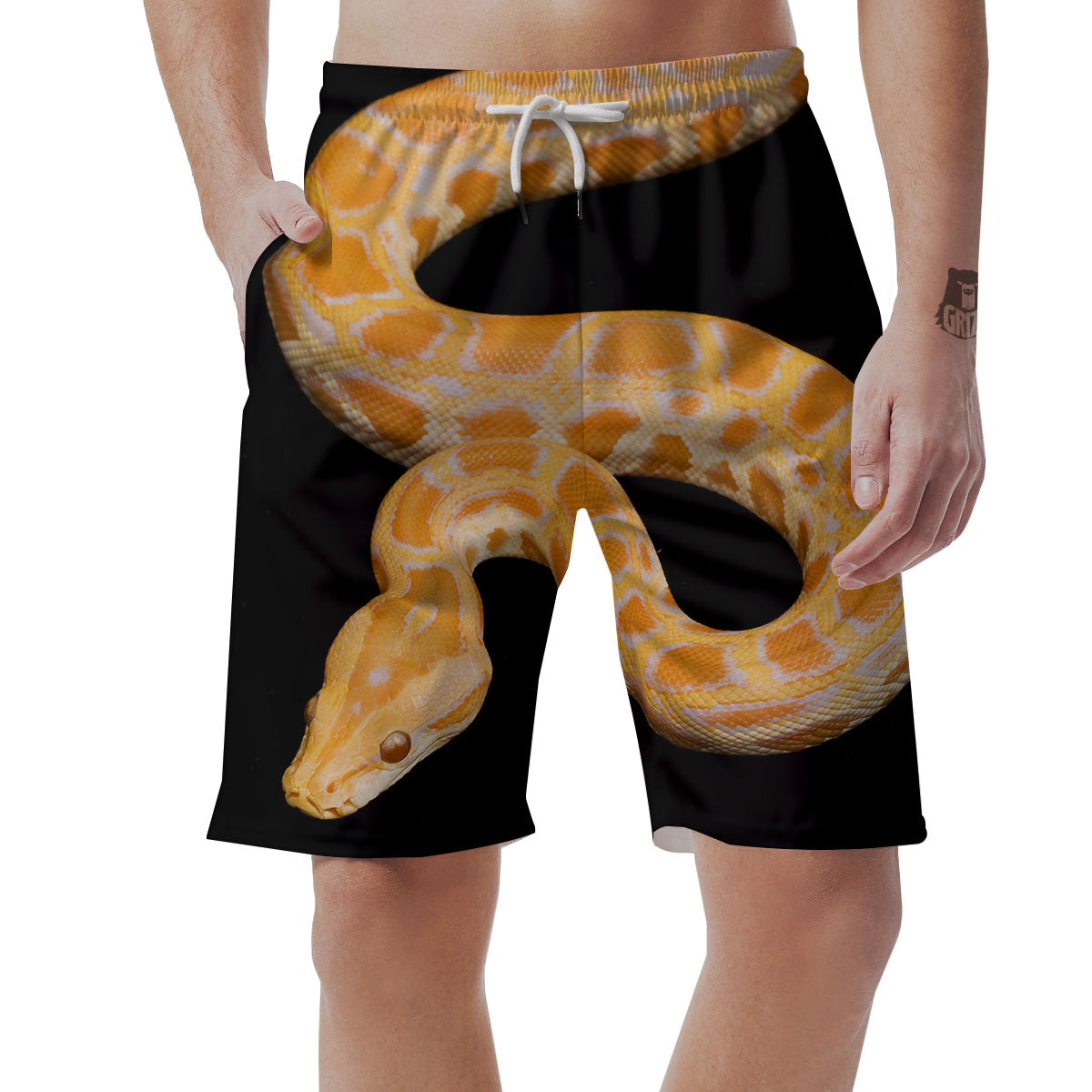 Snake Python Yellow Print Men's Shorts-grizzshop