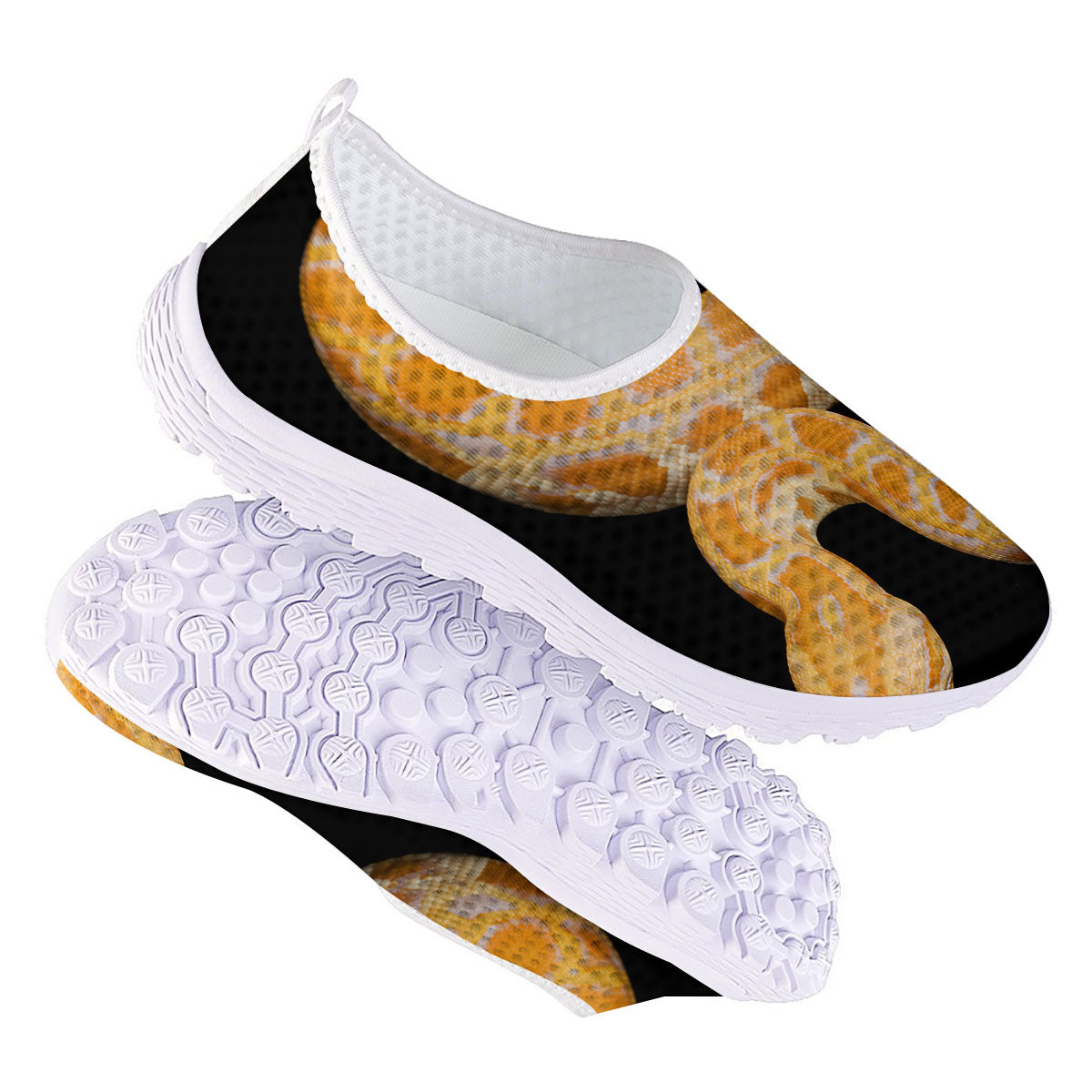 Snake Python Yellow Print Nurse Shoes-grizzshop