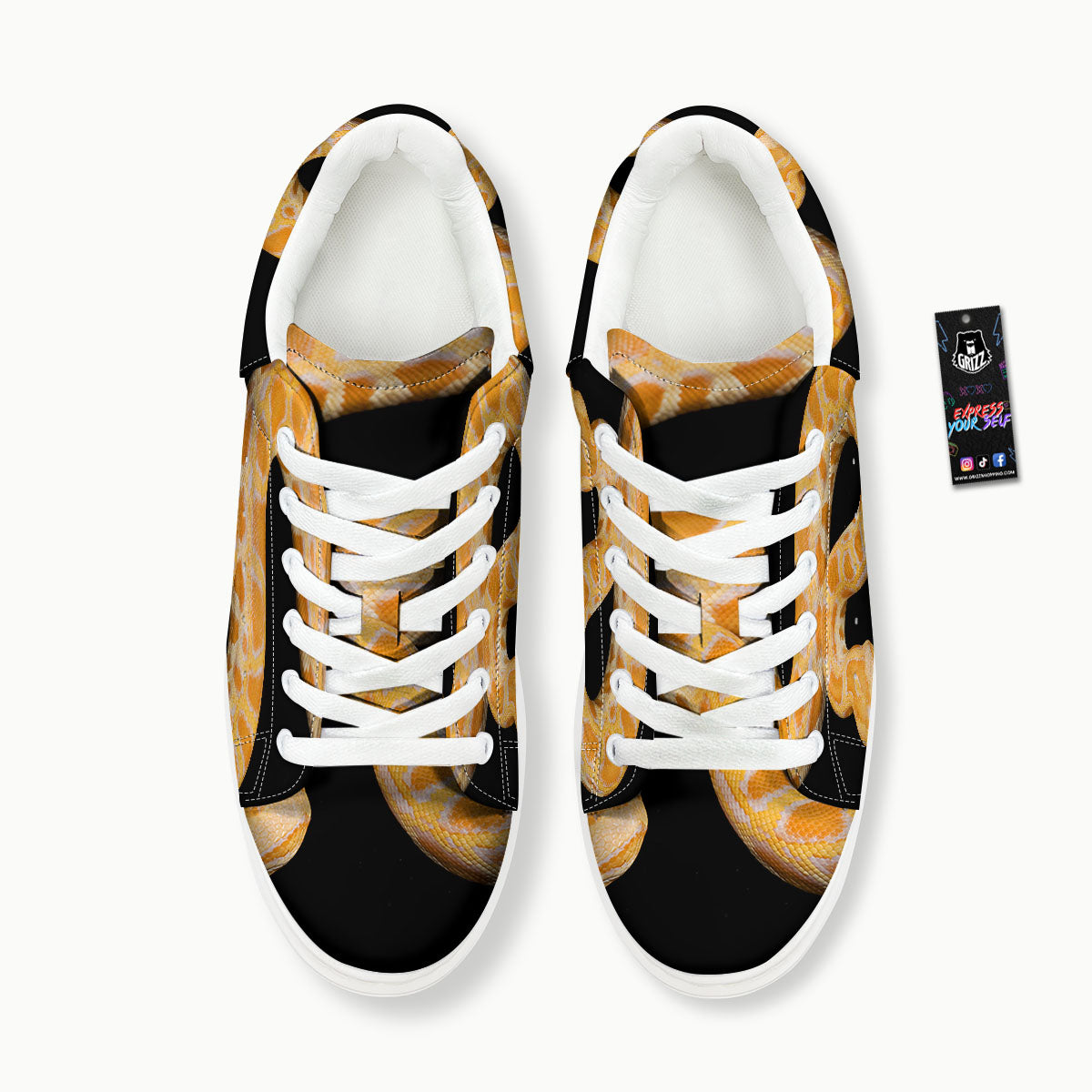 Snake Python Yellow Print Platform Shoes-grizzshop
