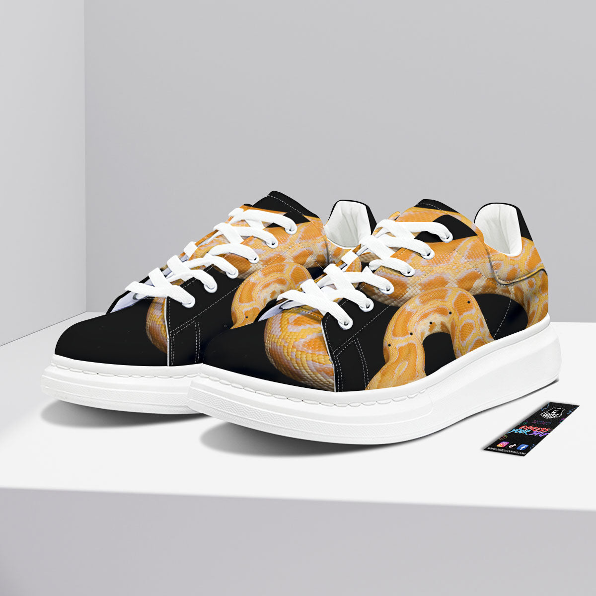 Snake Python Yellow Print Platform Shoes-grizzshop