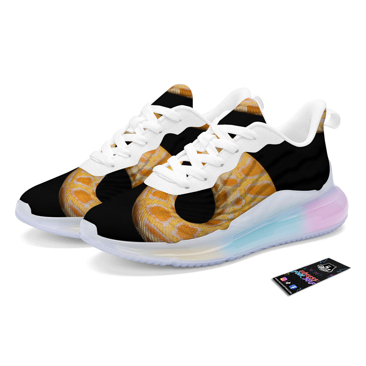 Snake Python Yellow Print Running Sneakers-grizzshop