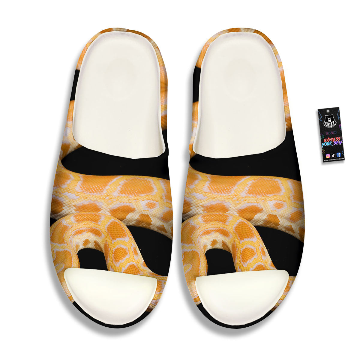 Snake Python Yellow Print Sandals-grizzshop