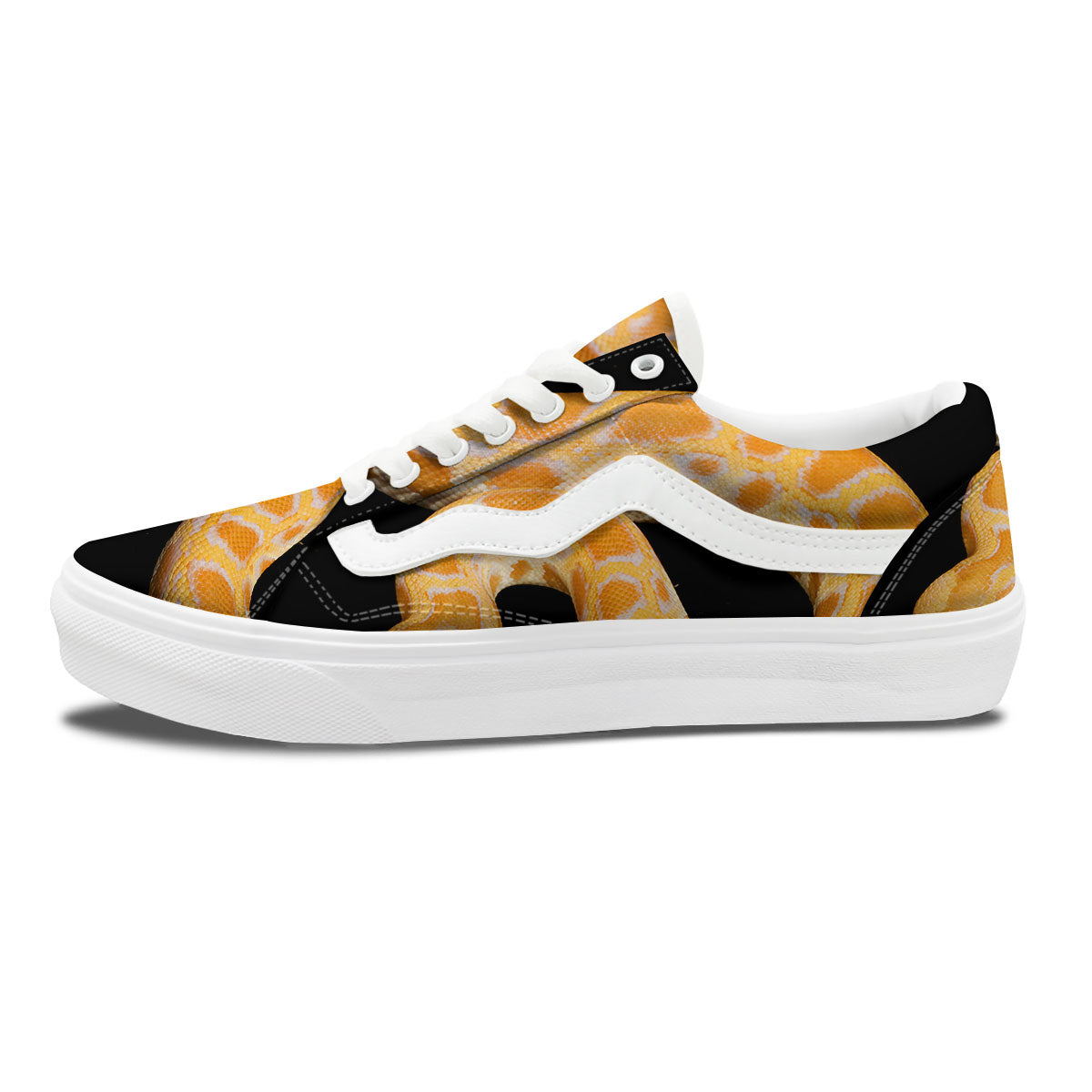 Snake Python Yellow Print Skate Shoes-grizzshop