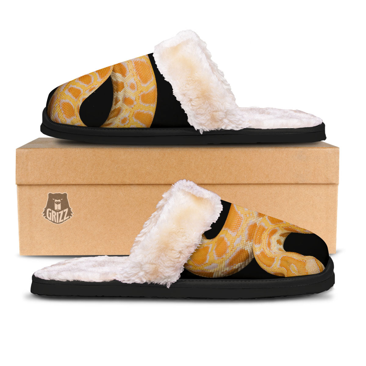 Snake Python Yellow Print Slippers-grizzshop