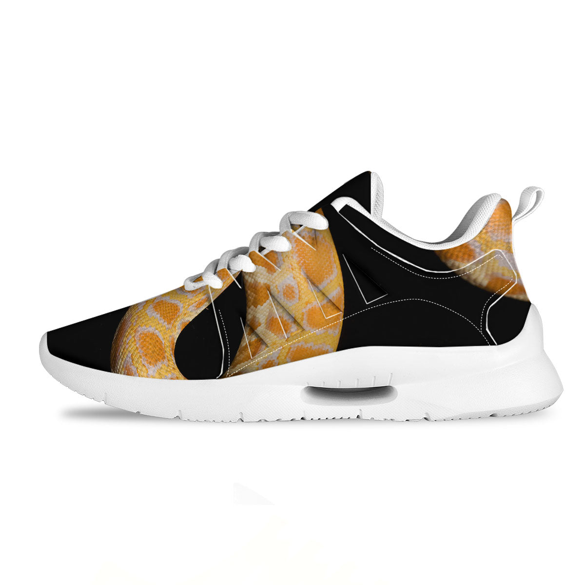 Snake Python Yellow Print Tennis Shoes-grizzshop