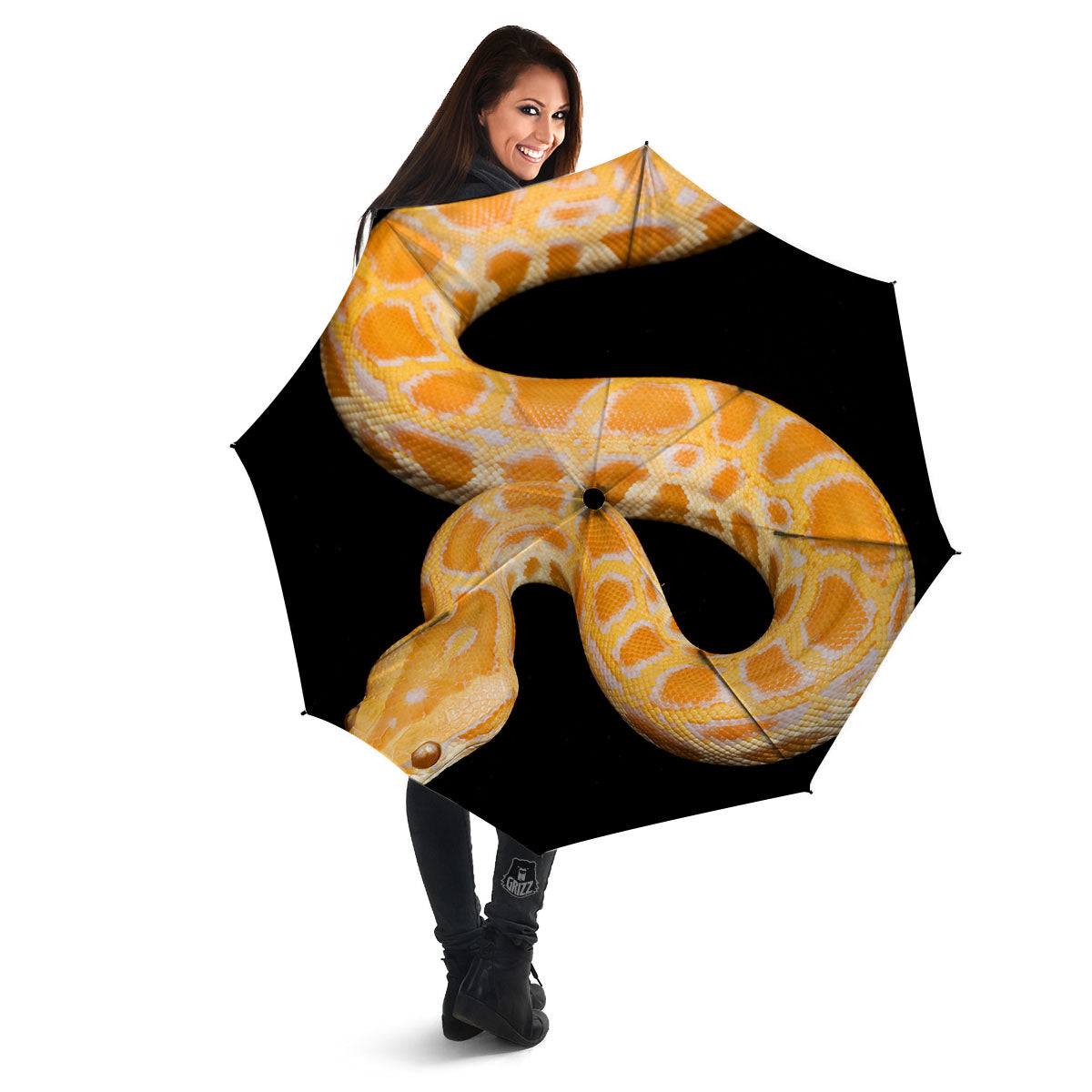 Snake Python Yellow Print Umbrella-grizzshop