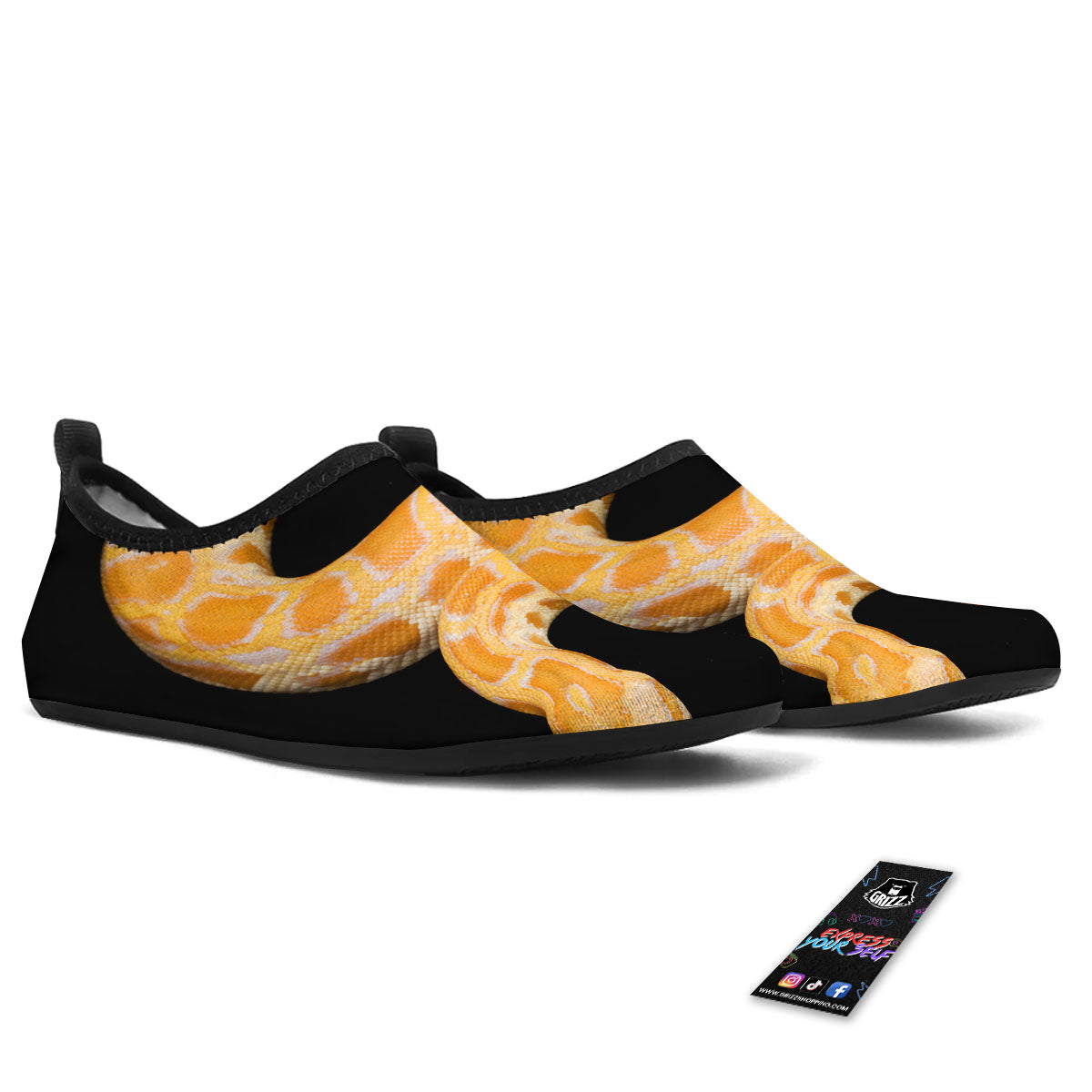 Snake Python Yellow Print Water Shoes-grizzshop