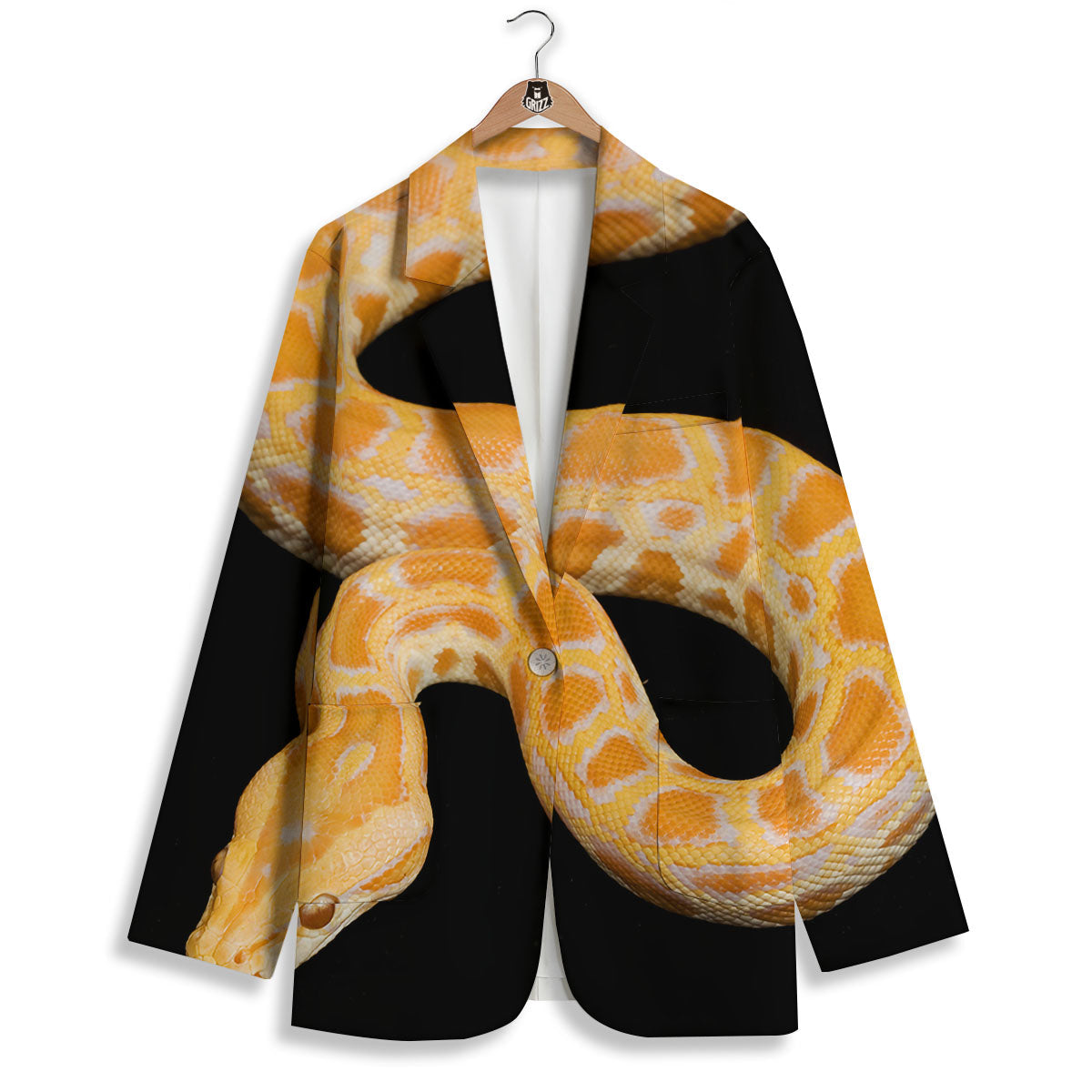 Snake Python Yellow Print Women's Blazer-grizzshop