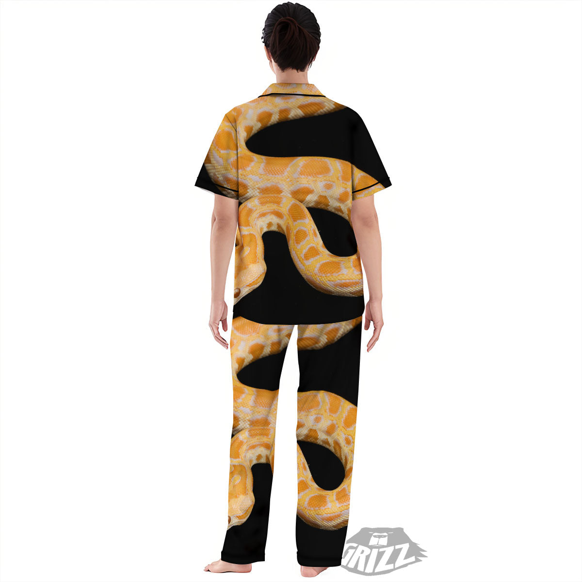Snake Python Yellow Print Women's Pajamas Set-grizzshop