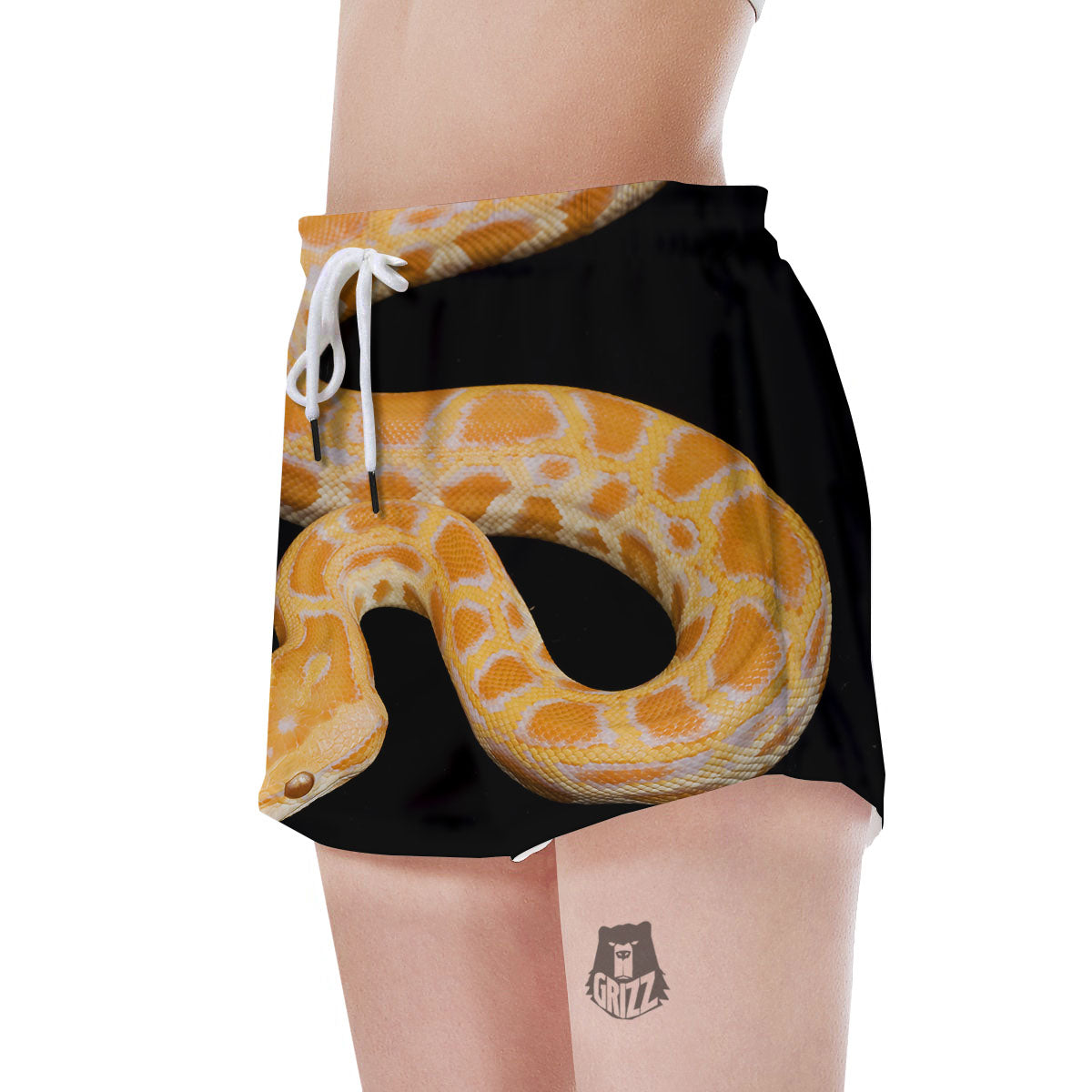 Snake Python Yellow Print Women's Shorts-grizzshop